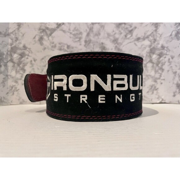 Iron Bull Strength Leather Weight Training Power Lifting Belt Womens S Red Black
